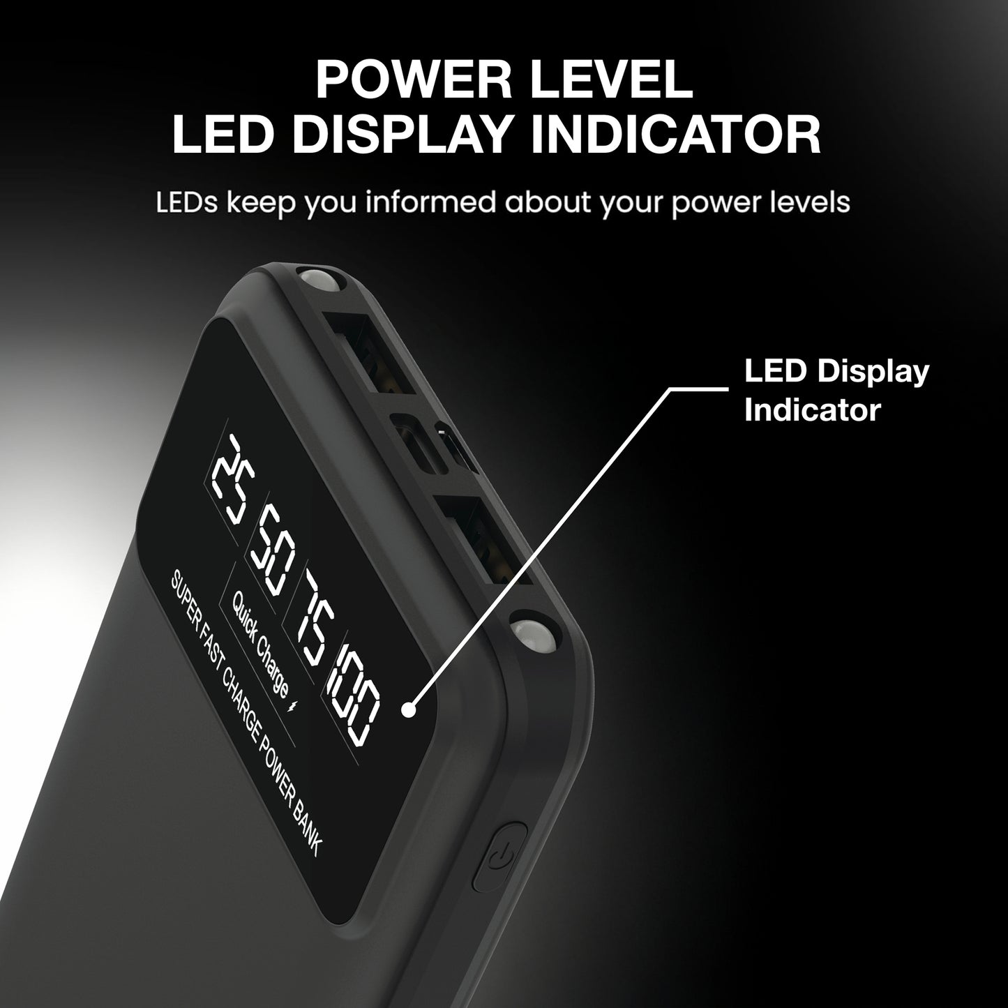 Digimate 10000mAh Power Bank | LED Display Dual Input Type-C Output | 22.5W Fast Charging (Black, DG-PB-1004)