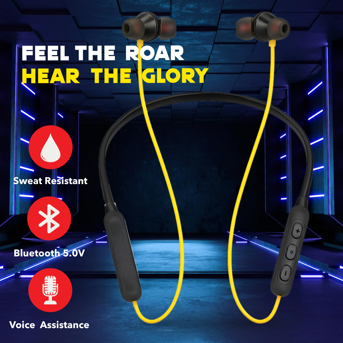 Digimate Dabaang Wireless Neckband with Bluetooth 5.0, HD Microphone, 360 Surround Stereo Sound, 6 Months Warranty