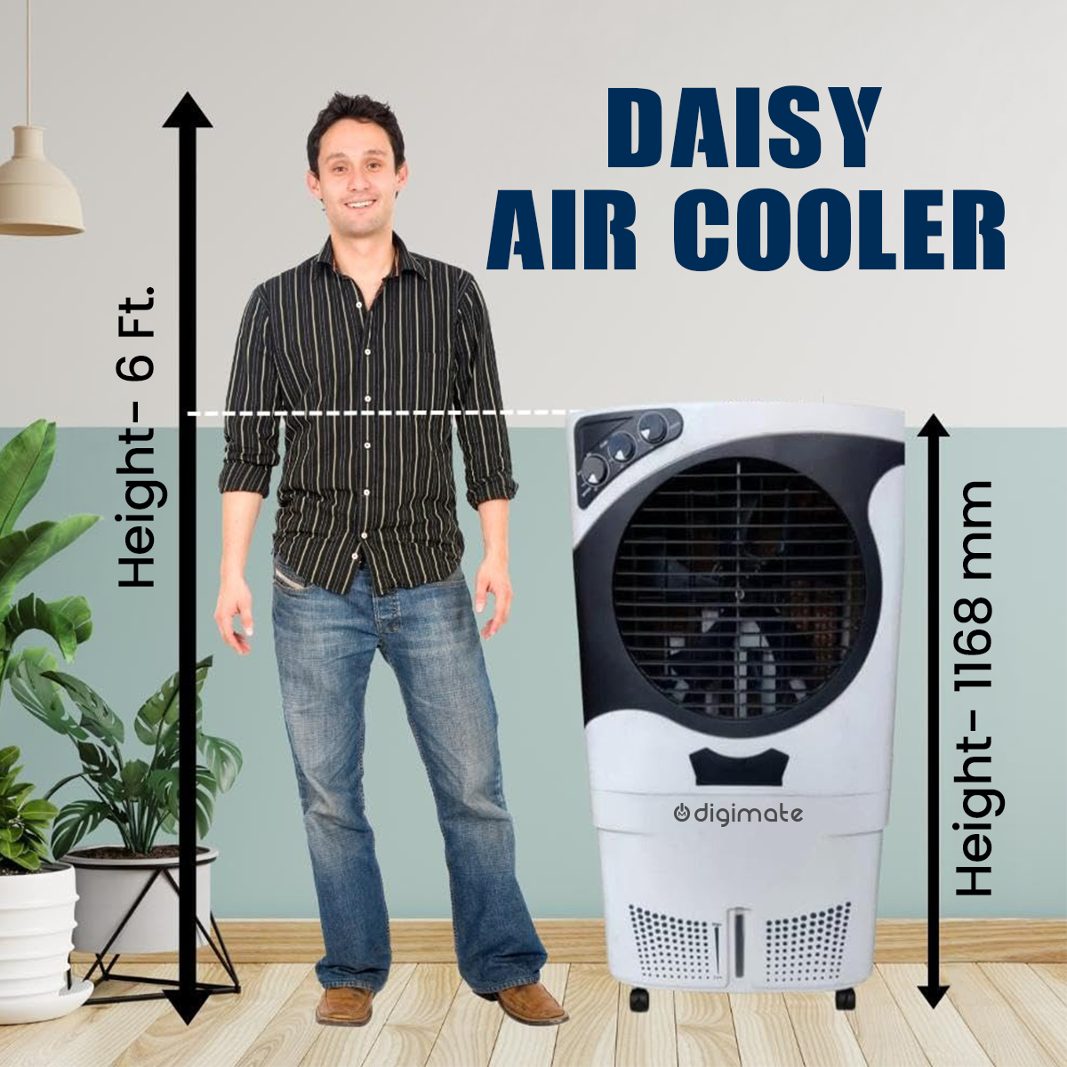 Daisy 80L Air Cooler with Honeycomb Cooling Pads & Powerful Airflow (DG-DAISY-EVAPRO-K802L)