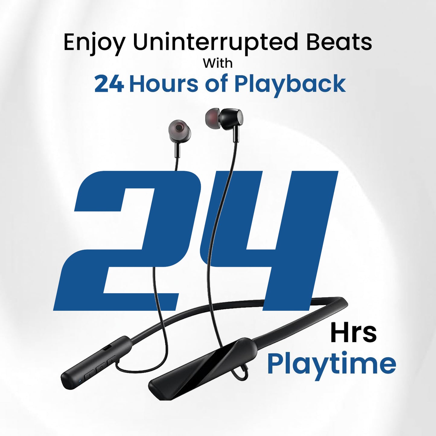 Digimate Dhun Neckband With 24 Hours Playtime, Bluetooth 5.2, 300mAh Battery, Type-C Fast Charge, Built-in Mic (DG-NB-1013-Black)