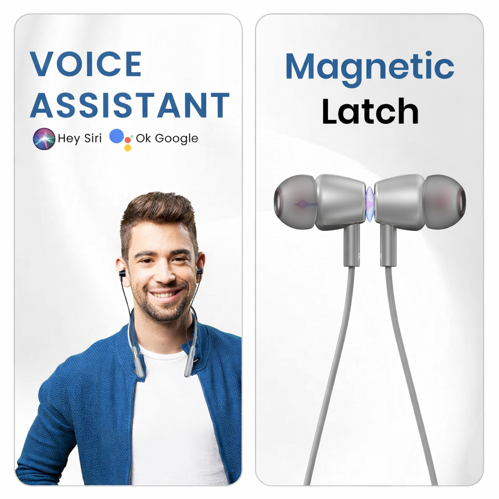 Digimate Dhun Neckband With 24 Hours Playtime, Bluetooth 5.2, 300mAh Battery, Type-C Fast Charge, Built-in Mic (DG-NB-1013-Grey))
