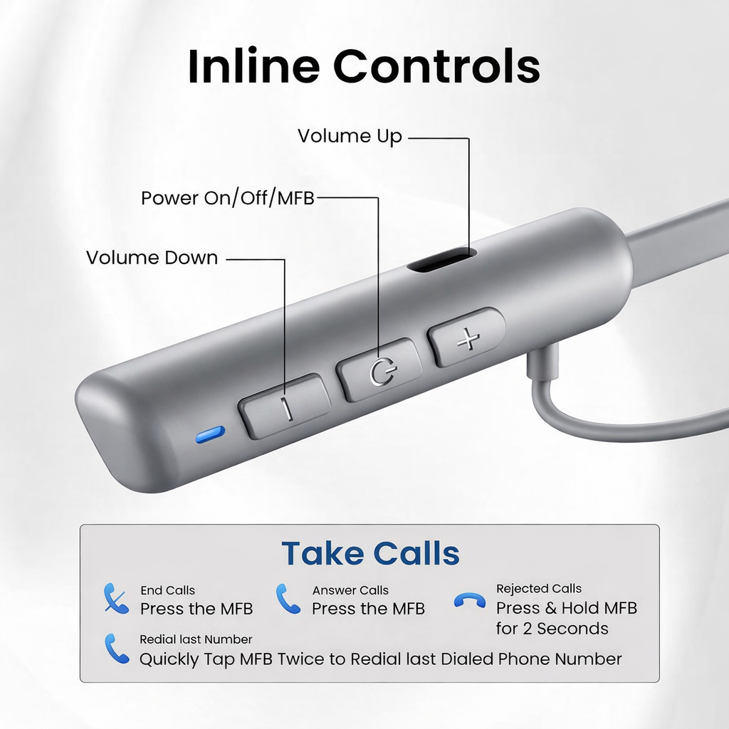 Digimate Dhun Neckband With 24 Hours Playtime, Bluetooth 5.2, 300mAh Battery, Type-C Fast Charge, Built-in Mic (DG-NB-1013-Grey))