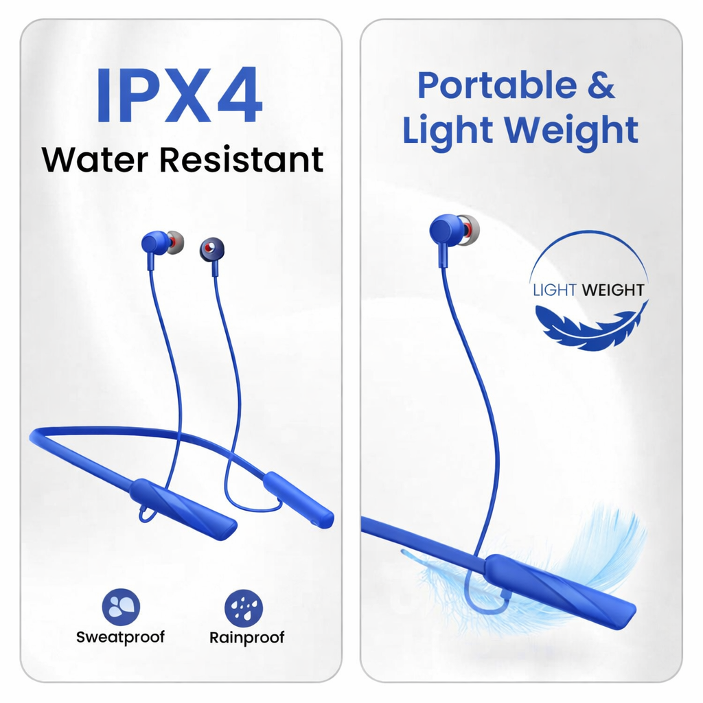 Digimate Dhun Neckband With 24 Hours Playtime, Bluetooth 5.2, 300mAh Battery, Type-C Fast Charge, Built-in Mic (DG-NB-1013-Blue)