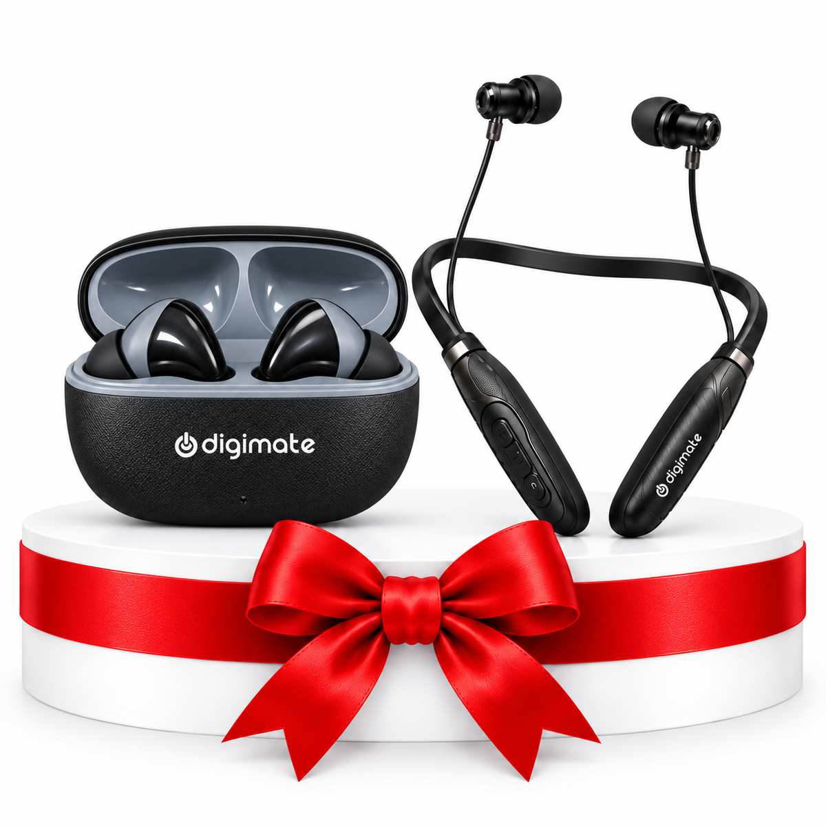 Digimate Student Pack | Waves Neckband + Float TWS Earbuds | 250H Combined Playtime | Bluetooth 5.4 | HD Calling | Type-C Charging | IPX4 & IPX5