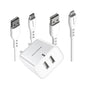 Digimate Dual USB Port 15W Wall Charger Adapter With Micro and Type C Cable