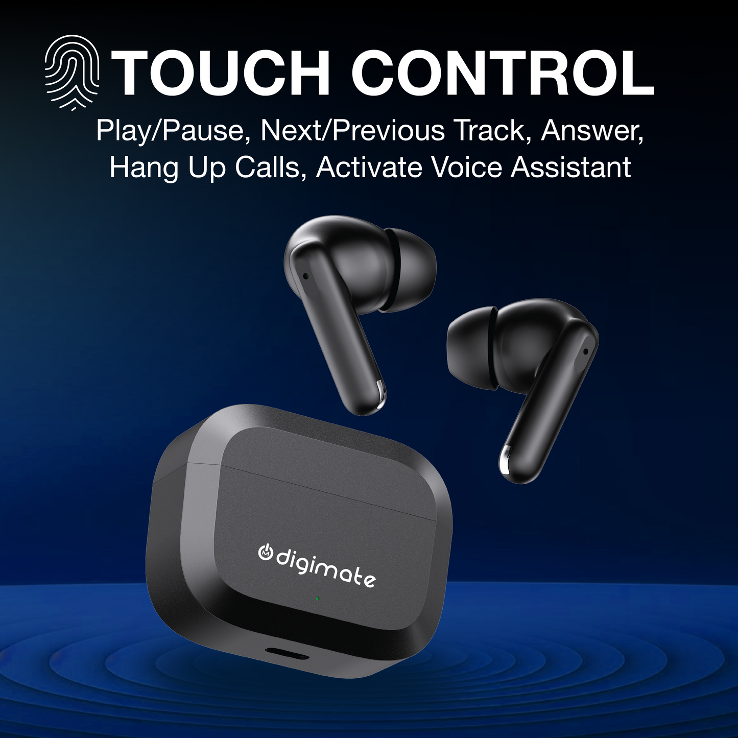 Digimate Enjoy TWS Earbuds | 120H Playtime | Bluetooth 6.0 | Dual Mic | Fast Charging | Touch Control | Voice Assistant (DG-EB-ENJOY-01-Black)