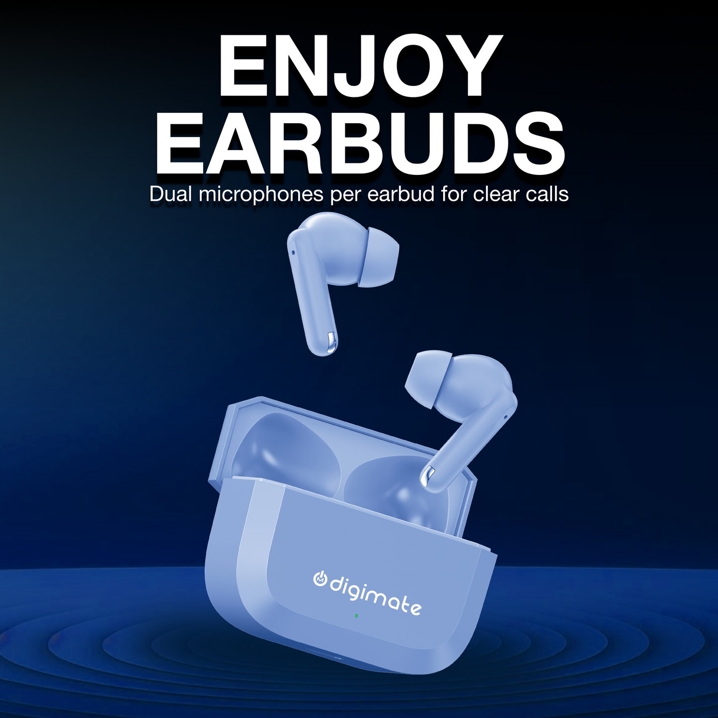 Digimate Enjoy TWS Earbuds | 120H Playtime | Bluetooth 6.0 | Dual Mic | Fast Charging | Touch Control | Voice Assistant (DG-EB-ENJOY-01-Blue)
