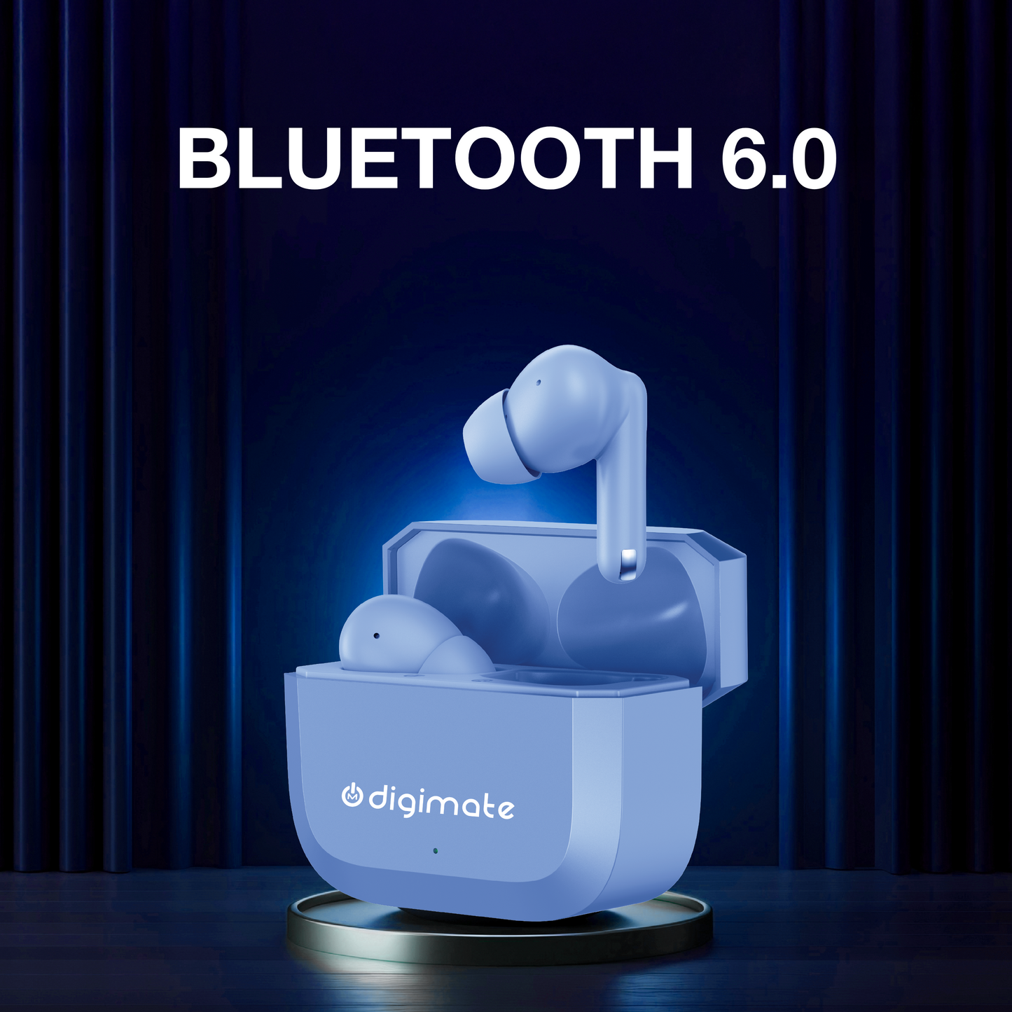 Digimate Enjoy TWS Earbuds | 120H Playtime | Bluetooth 6.0 | Dual Mic | Fast Charging | Touch Control | Voice Assistant (DG-EB-ENJOY-01-Blue)