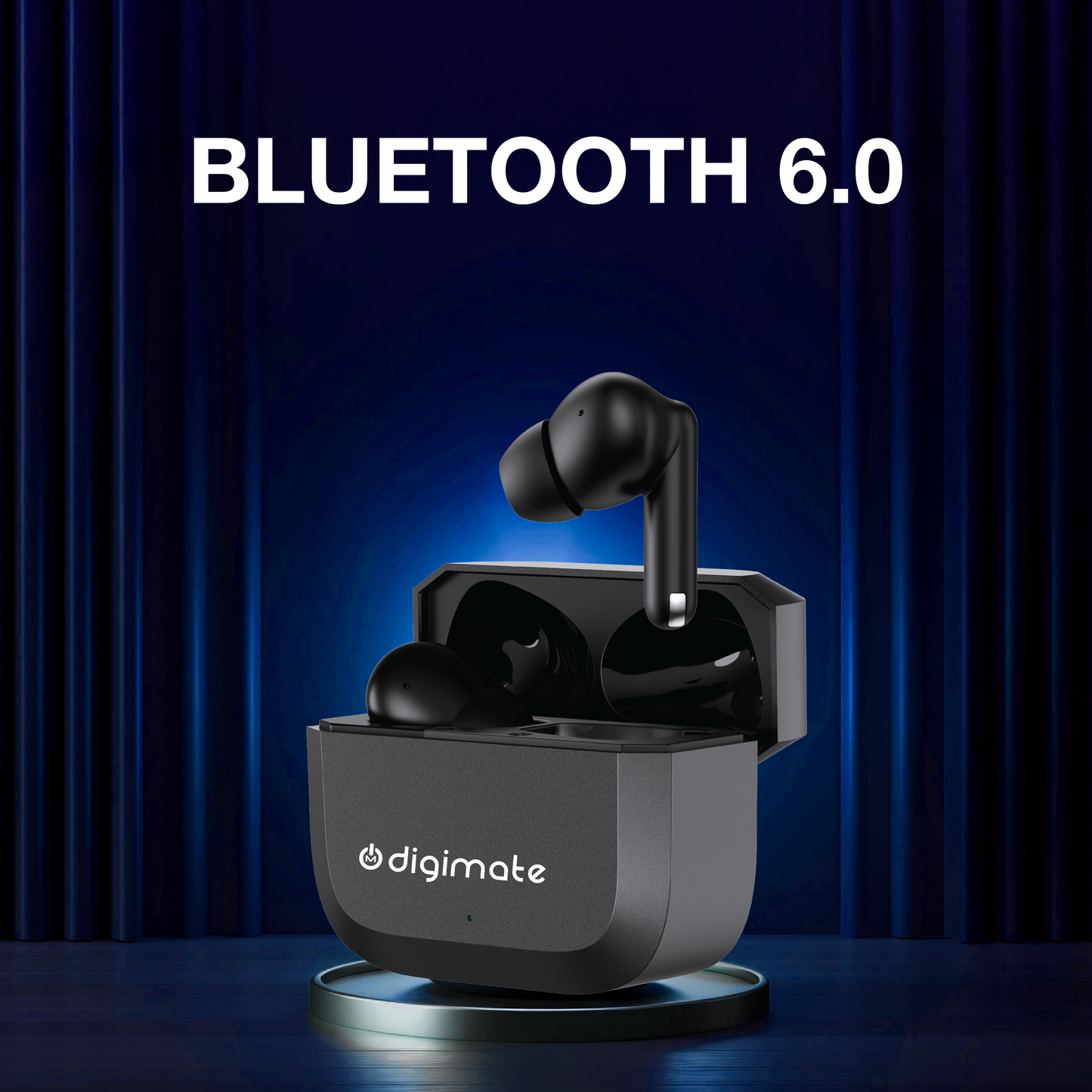Digimate Enjoy TWS Earbuds | 120H Playtime | Bluetooth 6.0 | Dual Mic | Fast Charging | Touch Control | Voice Assistant (DG-EB-ENJOY-01-Black)