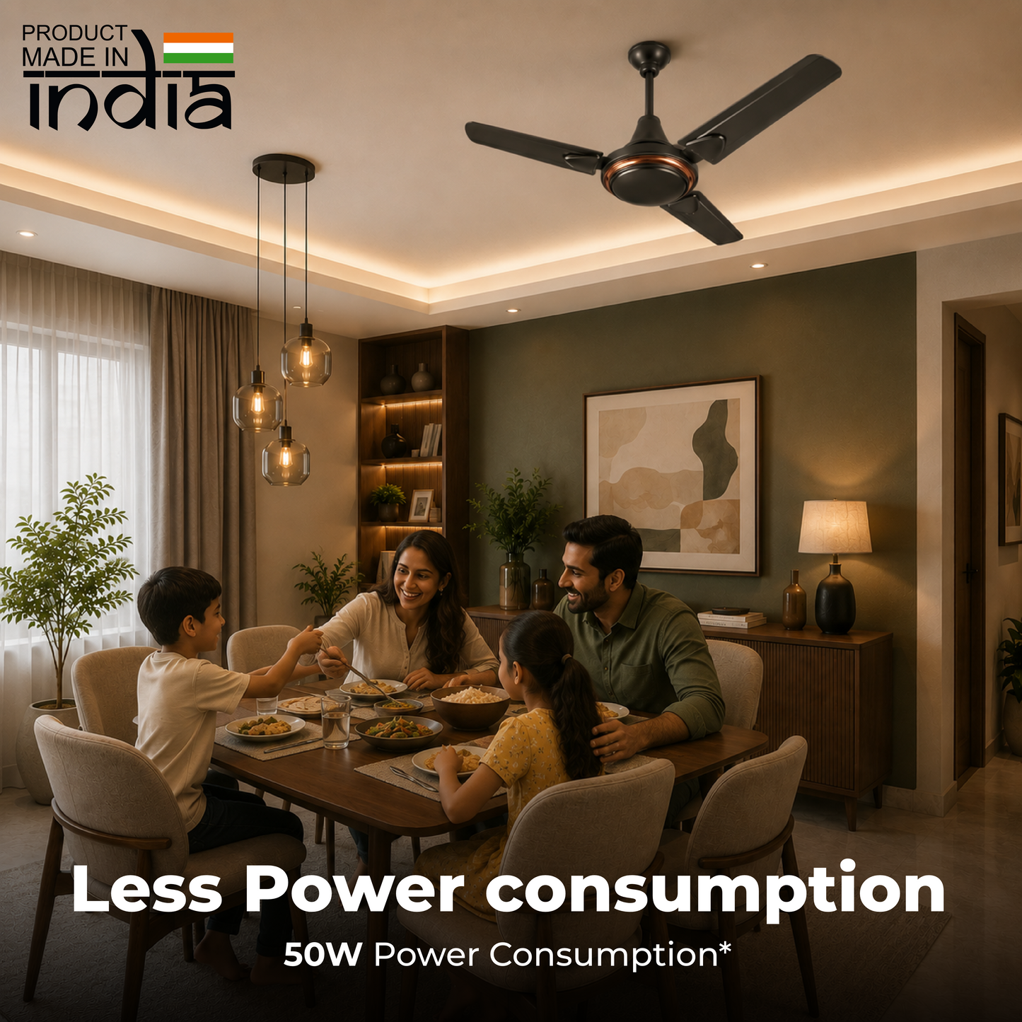 Digimate 1200mm (48 Inch) Ceiling Fan | 405 RPM High Speed | 220 CMM Air Delivery | 50W Energy Saving Motor | Silent Operation | Premium Matte Finish | Made in India