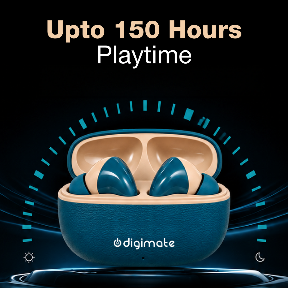 Digimate Float TWS Earbuds | 150 Hrs Playtime | Bluetooth 5.4 | 10mm Speaker Driver | IPX4 Water Resistant | Type-C Fast Charging