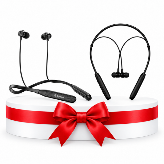Digimate Masti + Melody Wireless Neckband Combo | 100H Playtime & Standby | Bluetooth 5.0 & 5.2 | Type-C Fast Charging | Voice Assistant