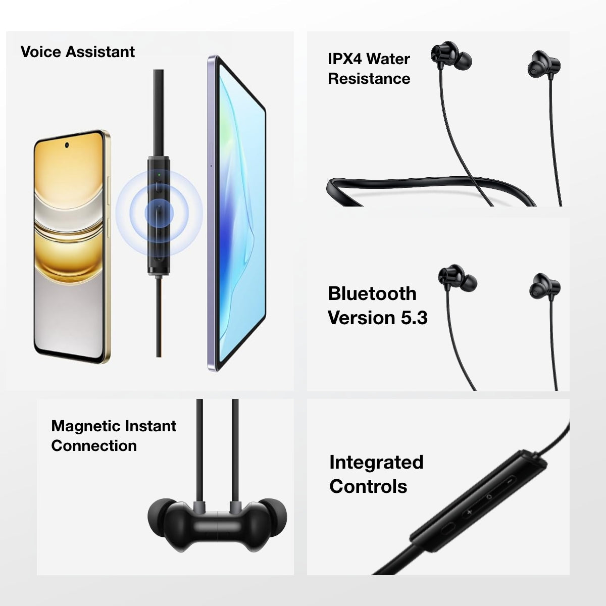 Digimate Hamsafaar Neckband, 100Hrs Playtime, 5.3 Bluetooth Type-C Fast Charging, IPX4 Water Resistant, Voice Assistant Support, Magnetic Switch (DG-NB-1012-Black)