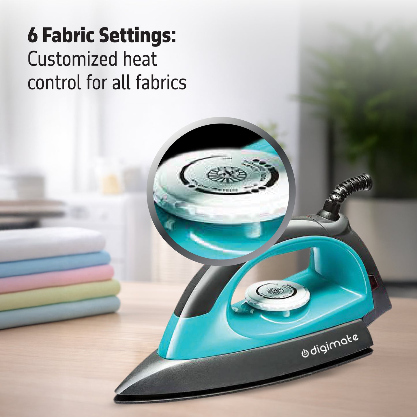 Digimate Impress 750W Lightweight Dry Iron with Premium German Coating (DG-IG-750W-02-Teal)