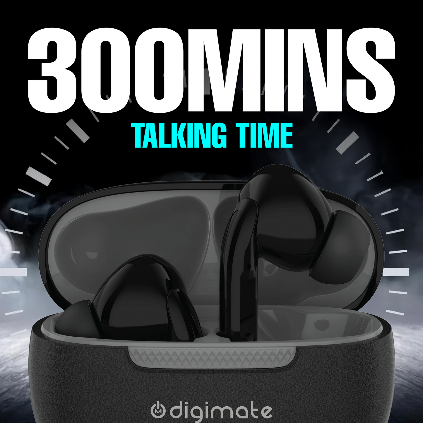 Digimate Jaalsa 300 Mins Playtime TWS Earbuds with Bluetooth 5.3, Dual Mic, 200mAh Battery (DG-EB-JAALSA-02, Grey)