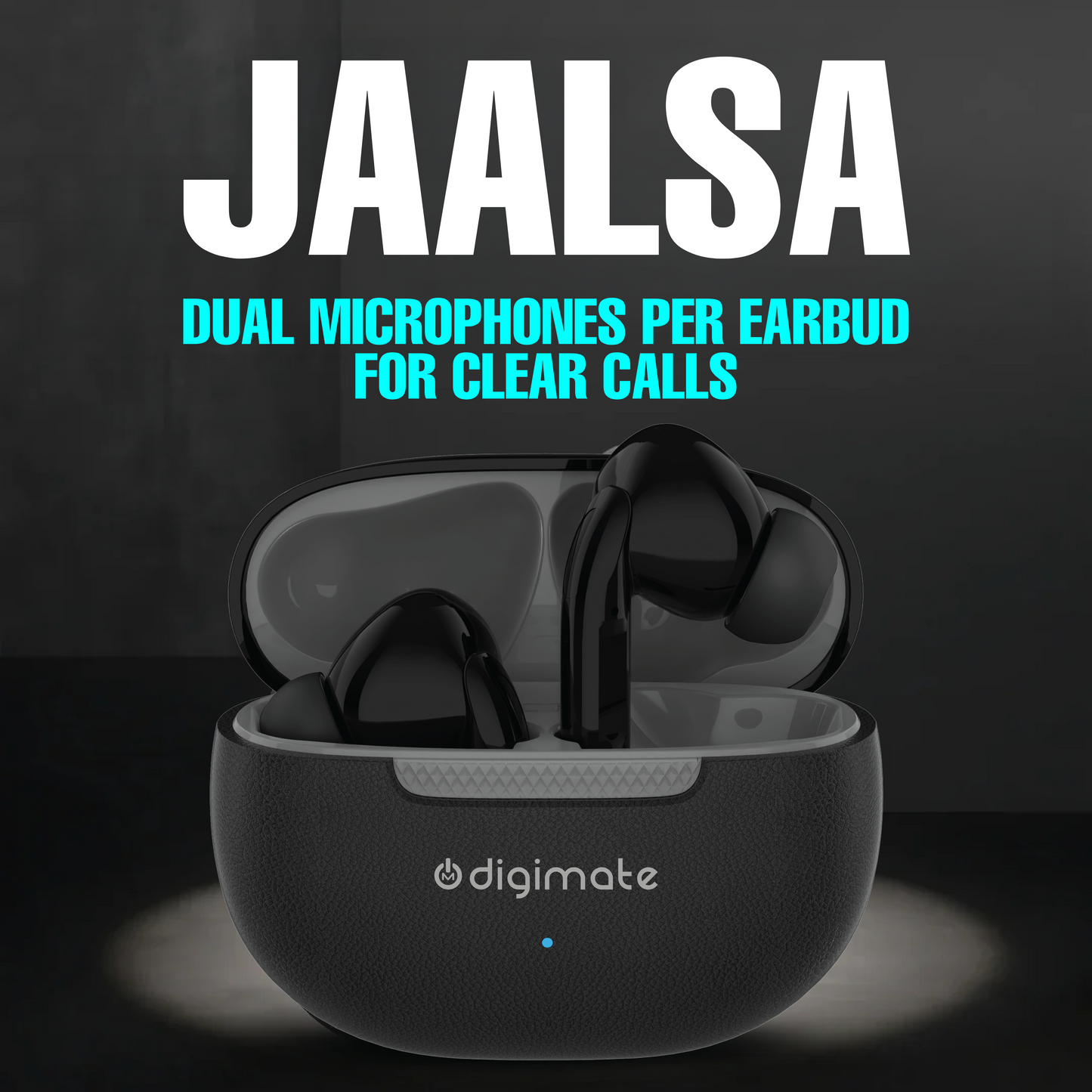 Digimate Jaalsa 300 Mins Playtime TWS Earbuds with Bluetooth 5.3, Dual Mic, 200mAh Battery (DG-EB-JAALSA-02, Grey)