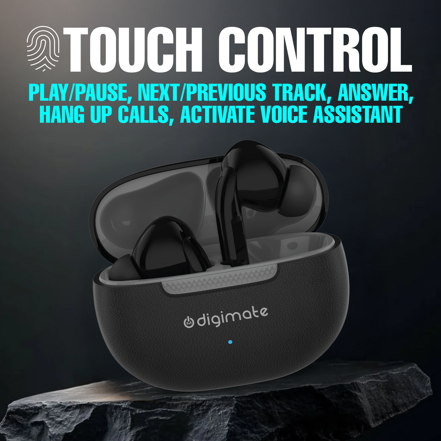 Digimate Jaalsa 300 Mins Playtime TWS Earbuds with Bluetooth 5.3, Dual Mic, 200mAh Battery (DG-EB-JAALSA-02, Grey)