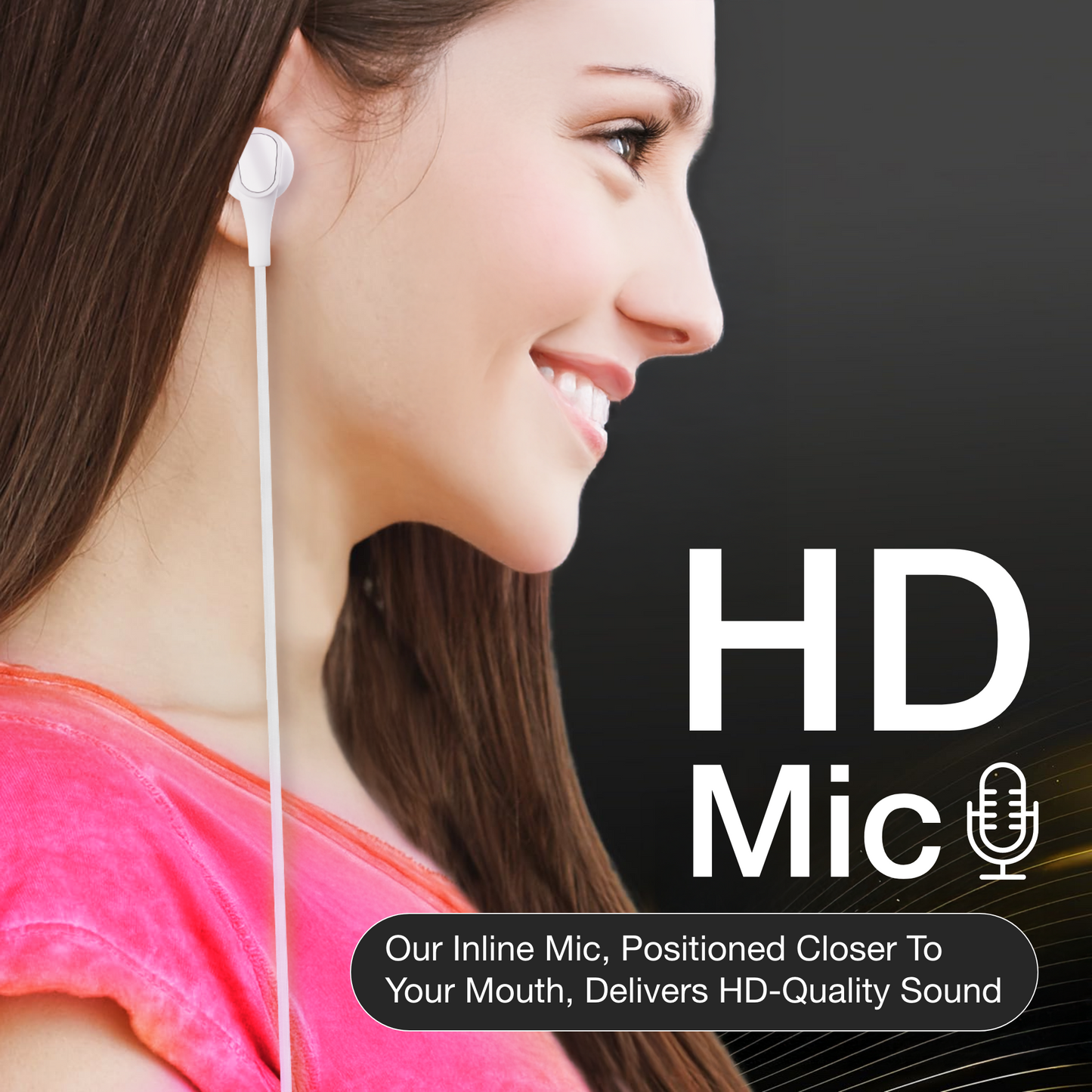 Digimate Jackbeat Wired Earphones with 3.5mm Jack, Tangle-Free Cable & In-Line Mic (DG-HF-1001, White)