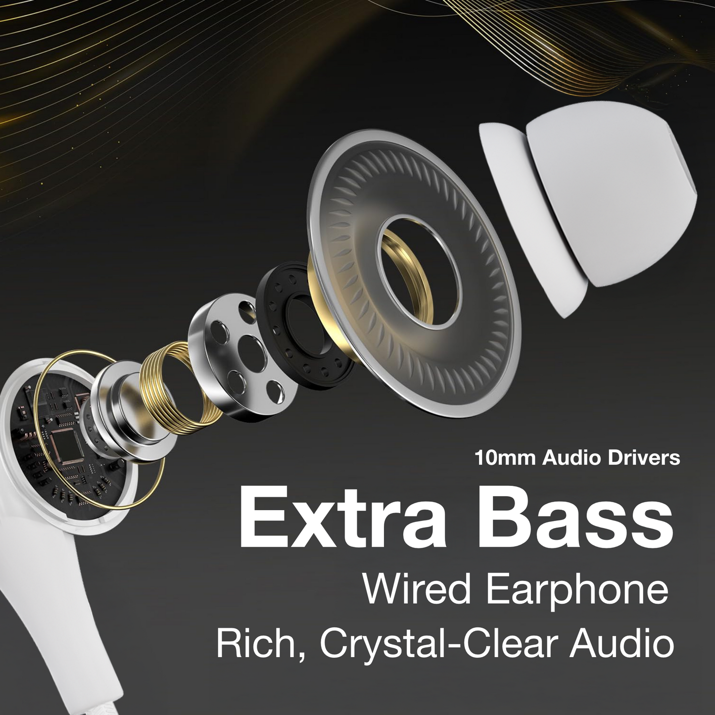 Digimate Jackbeat Wired Earphones with 3.5mm Jack, Tangle-Free Cable & In-Line Mic (DG-HF-1001, White)