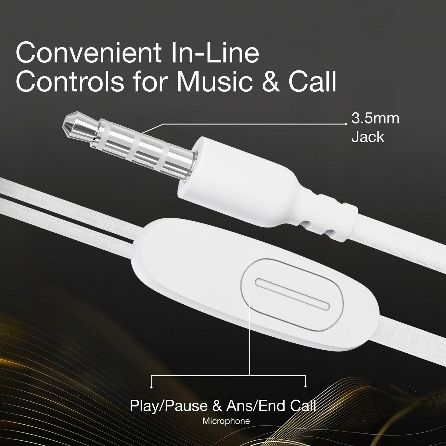 Digimate Jackbeat Wired Earphones with 3.5mm Jack, Tangle-Free Cable & In-Line Mic (DG-HF-1001, White)