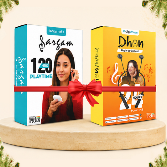 Buy Digimate Sargam 120H TWS Earbuds & Get Dhun 24H Bluetooth Neckband FREE