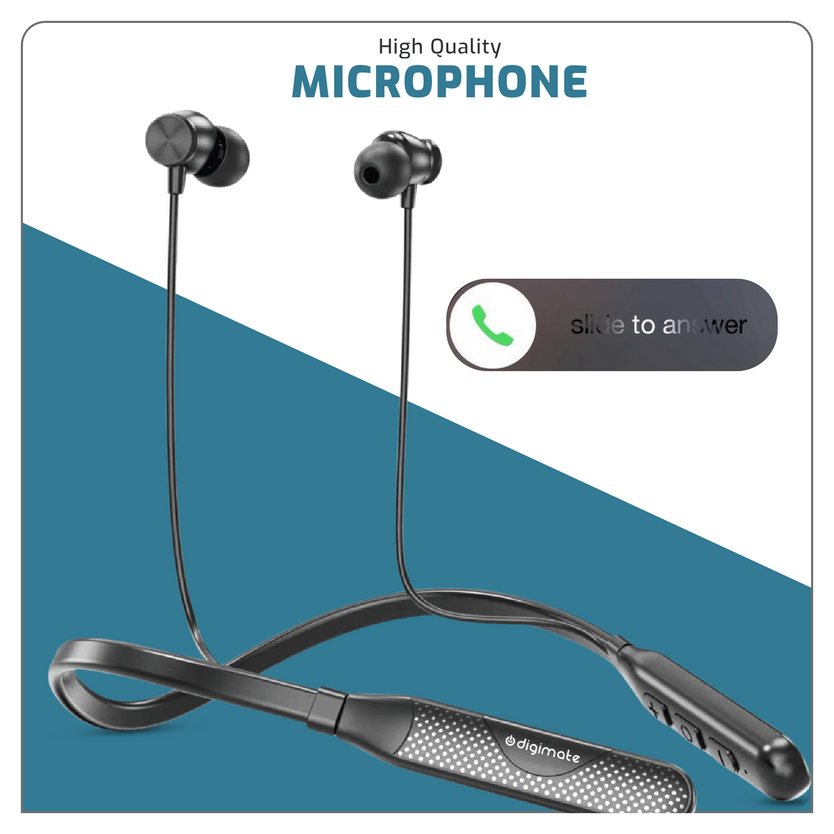 Digimate Masti Wireless Bluetooth Neckband | Up to 100H Playtime | Bluetooth 5.0 | IPX5 Water Resistance | Type-C Fast Charging | Voice Assistant | 150mAh Battery | Stereo Sound (DG-NB-1018)