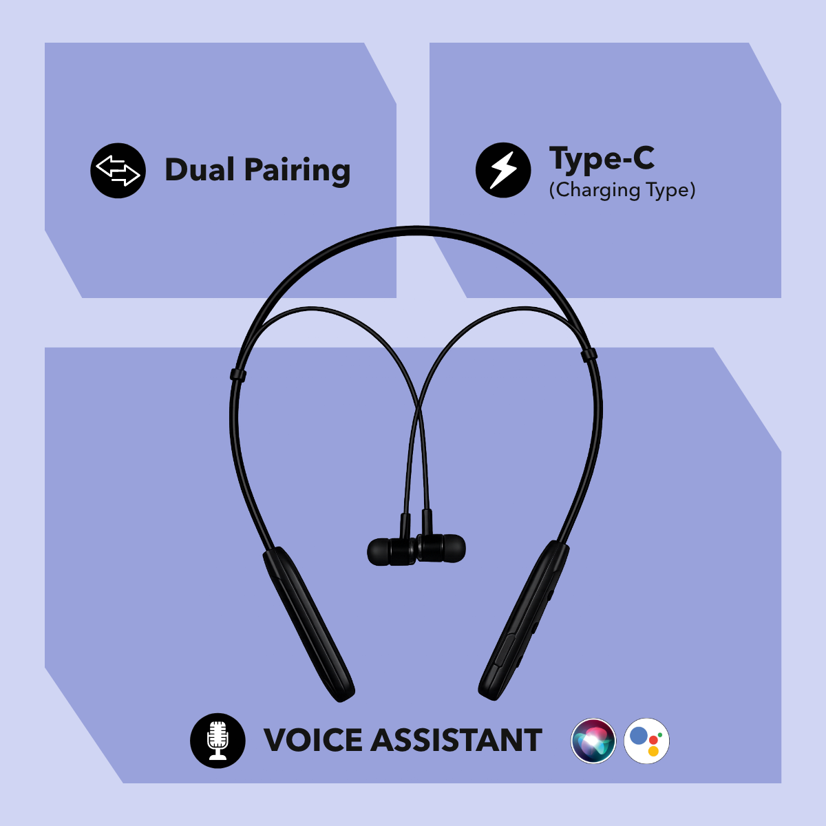 Digimate Melody Wireless Neckband, 100Hrs Standby, Bluetooth 5.2, Type-C Fast Charging, Voice Assistant Support (DG-NB-1014) with FREE Thudd Earbuds!! Limited Time Offer!