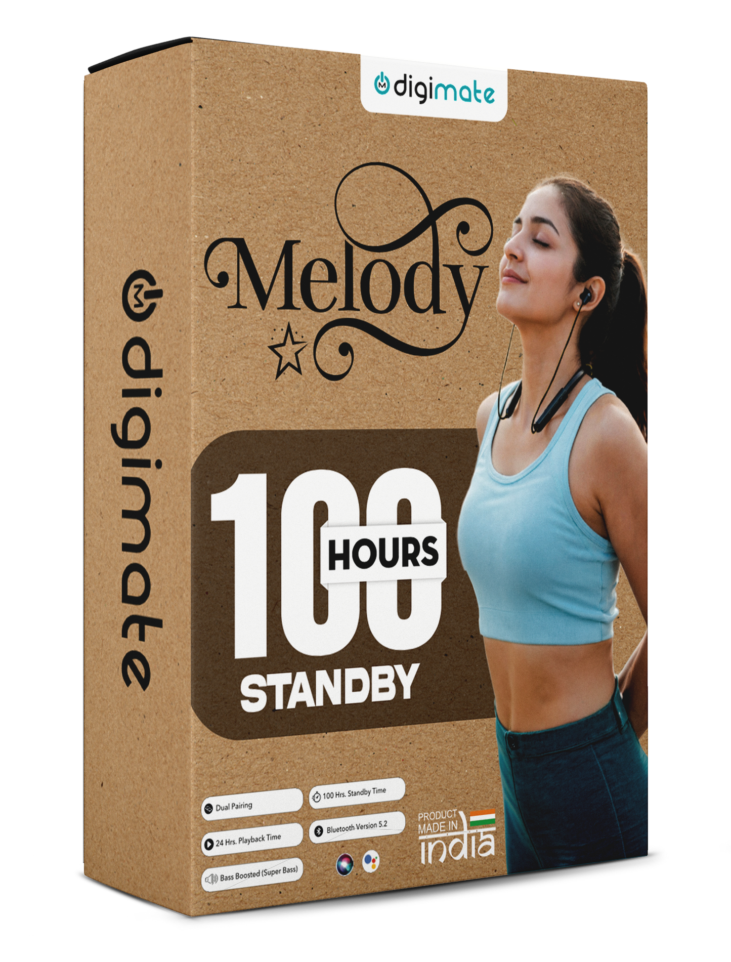 Digimate Melody Wireless Neckband, 100Hrs Standby, Bluetooth 5.2, Type-C Fast Charging, Voice Assistant Support (DG-NB-1014) with FREE Thudd Earbuds!! Limited Time Offer!