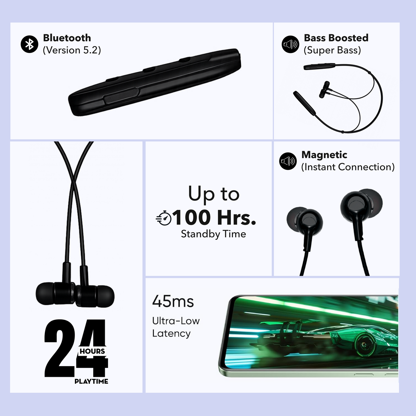 Digimate Thudd Wireless Earbuds with FREE Melody Bluetooth Neckband (DG-NB-1014) | Bluetooth 5.2, Type-C Fast Charging, Voice Assistant Support, 100Hrs Standby | Limited Time Offer