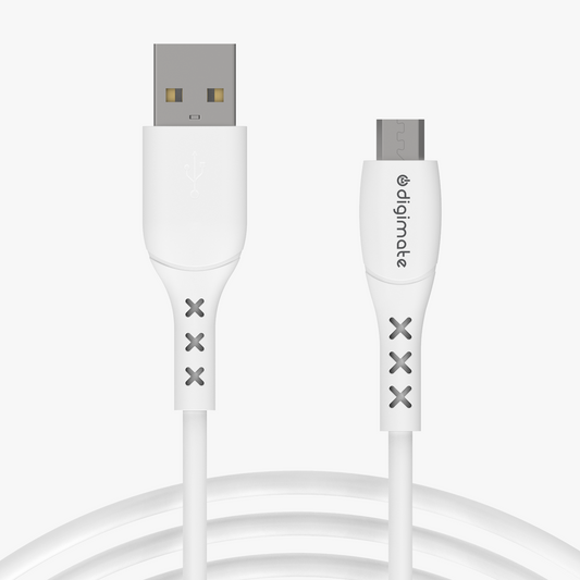 Digimate 3 Amp Micro USB Cable 1m | Unbreakable & Durable | Quick Charge | High-Speed Data Transfer | Compatible with Mobile Devices (DG-DC-M-1001, White)