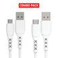 Combo Pack - Digimate 3 Amp Micro USB Cable & USB To C Cable Support Upto 65 Watt