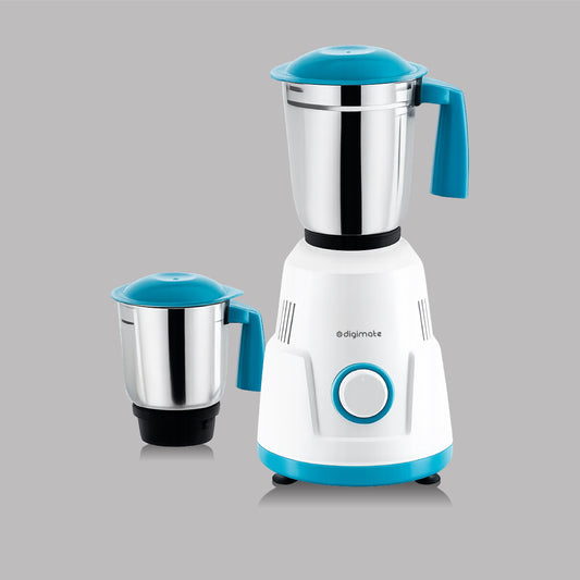 Digimate Sakhi 500W Mixer Grinder With 2 Jars, Power-Packed Performance for Everyday Cooking (DG-MG-Sakhi-01, Blue & White)