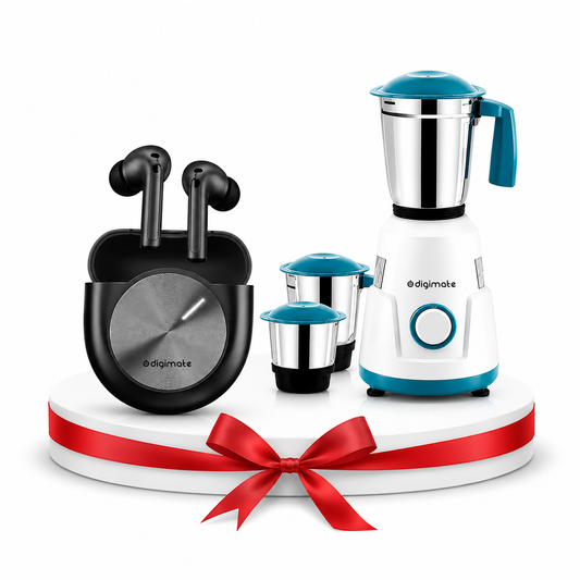 Special Combo: Buy Digimate Sakhi 500W Mixer Grinder With 3 Jars & Get Digimate Silence Wireless Earbuds FREE