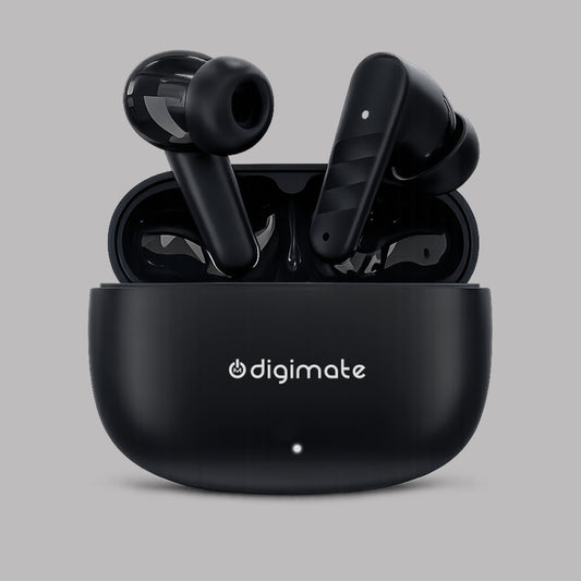 Digimate No9oise Wireless Earbuds with Ai-ENC Technology, 180Hrs Playtime, Bluetooth 5.4, 13MM Driver, HD Dual Mic, Type-C Charging, 300mAh Battery