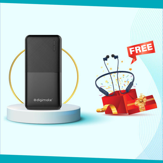 Digimate 20000mAh Power Bank with FREE Gabbar Neckband, 10W Dual USB Fast Charging Quick Charge (DGPB-2002, Black)
