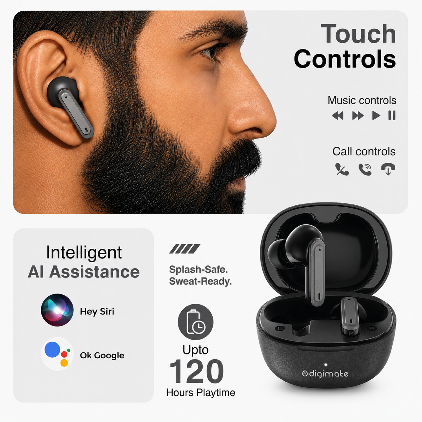 Ganesh Chaturthi Special Offer Digimate Buy PlugD TWS Earbuds & Get Masti Neckband FREE | 120H Playtime | Bluetooth 6.0 | HD Dual Mic | IPX5 | Type-C Fast Charging