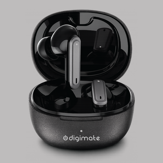 Digimate PlugD True Wireless Bluetooth Earbuds | 120H Playtime | Bluetooth 6.0 | HD Dual Mic | Type-C Fast Charging | Voice Assistance | Leather Premium Finish | TWS Earbuds (DG-EB-PLUGD-01)