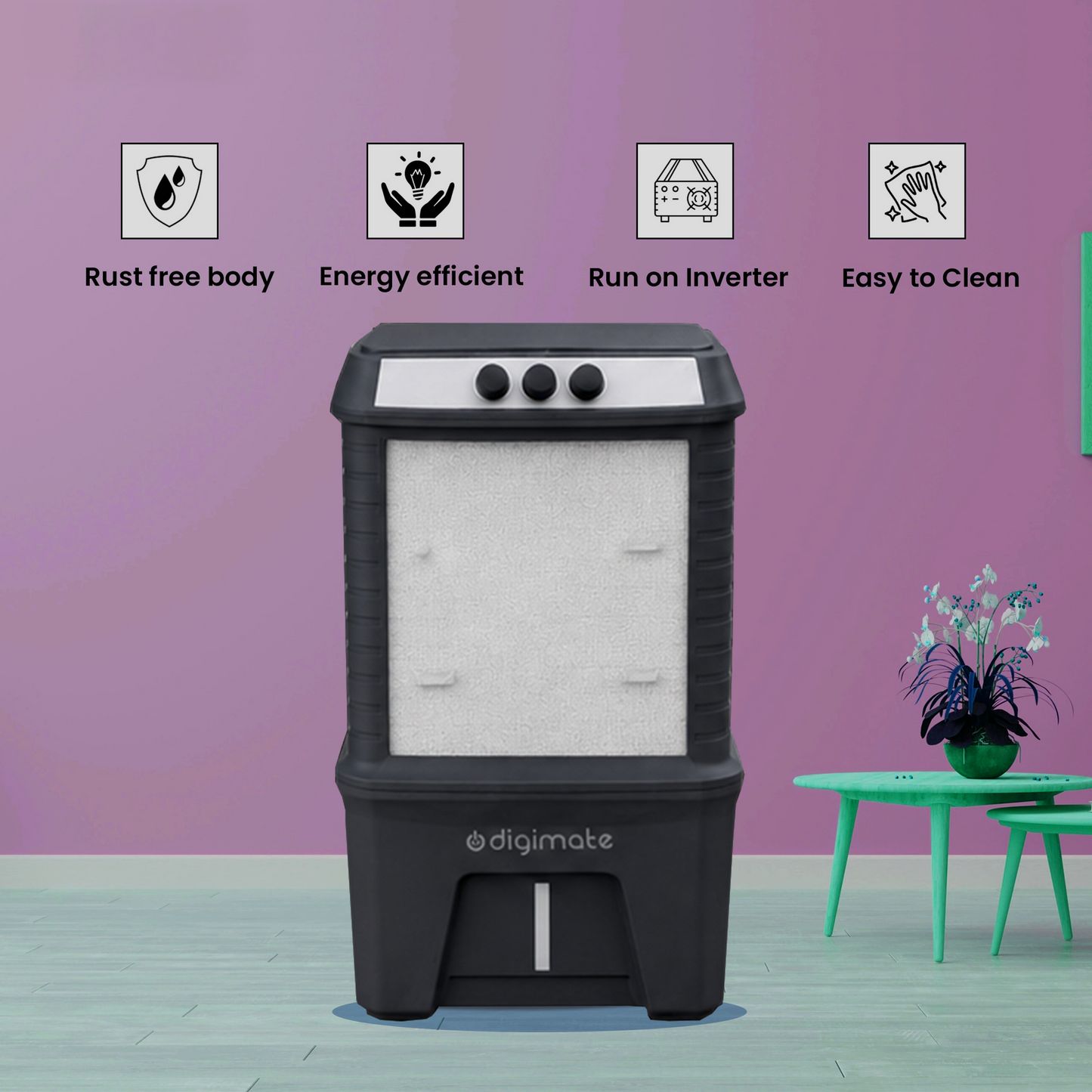 Rhino 130L Air Cooler with Heavy-Duty Motor & Honeycomb Cooling Pads (DG-RHINO-1SHC -THUNDER130L)