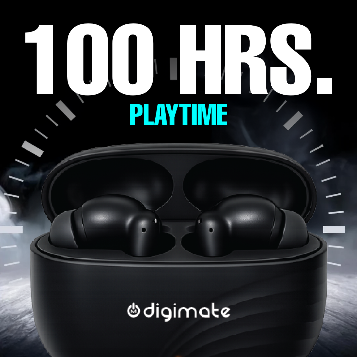 Digimate Raaga Wireless Earbuds with 100Hrs Playtime, Bluetooth 5.4, 10MM Driver, IPX4 Water Resistant, HD Mic, Type-C Charging (DG-EB-RAAGA-01)