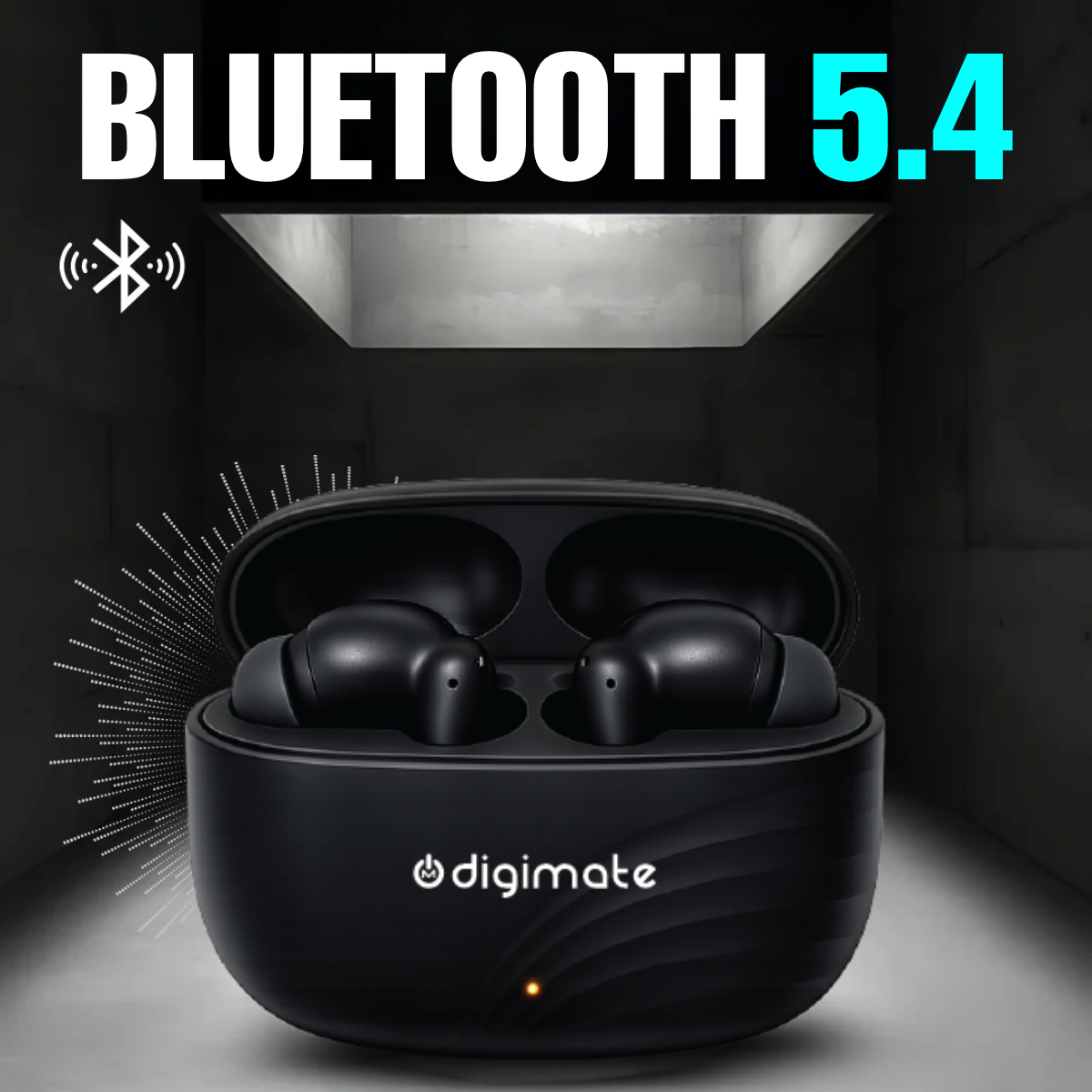 Digimate Raaga Wireless Earbuds with 100Hrs Playtime, Bluetooth 5.4, 10MM Driver, IPX4 Water Resistant, HD Mic, Type-C Charging (DG-EB-RAAGA-01)