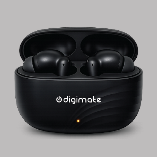Digimate Raaga Wireless Earbuds with 100Hrs Playtime, Bluetooth 5.4, 10MM Driver, IPX4 Water Resistant, HD Mic, Type-C Charging (DG-EB-RAAGA-01)