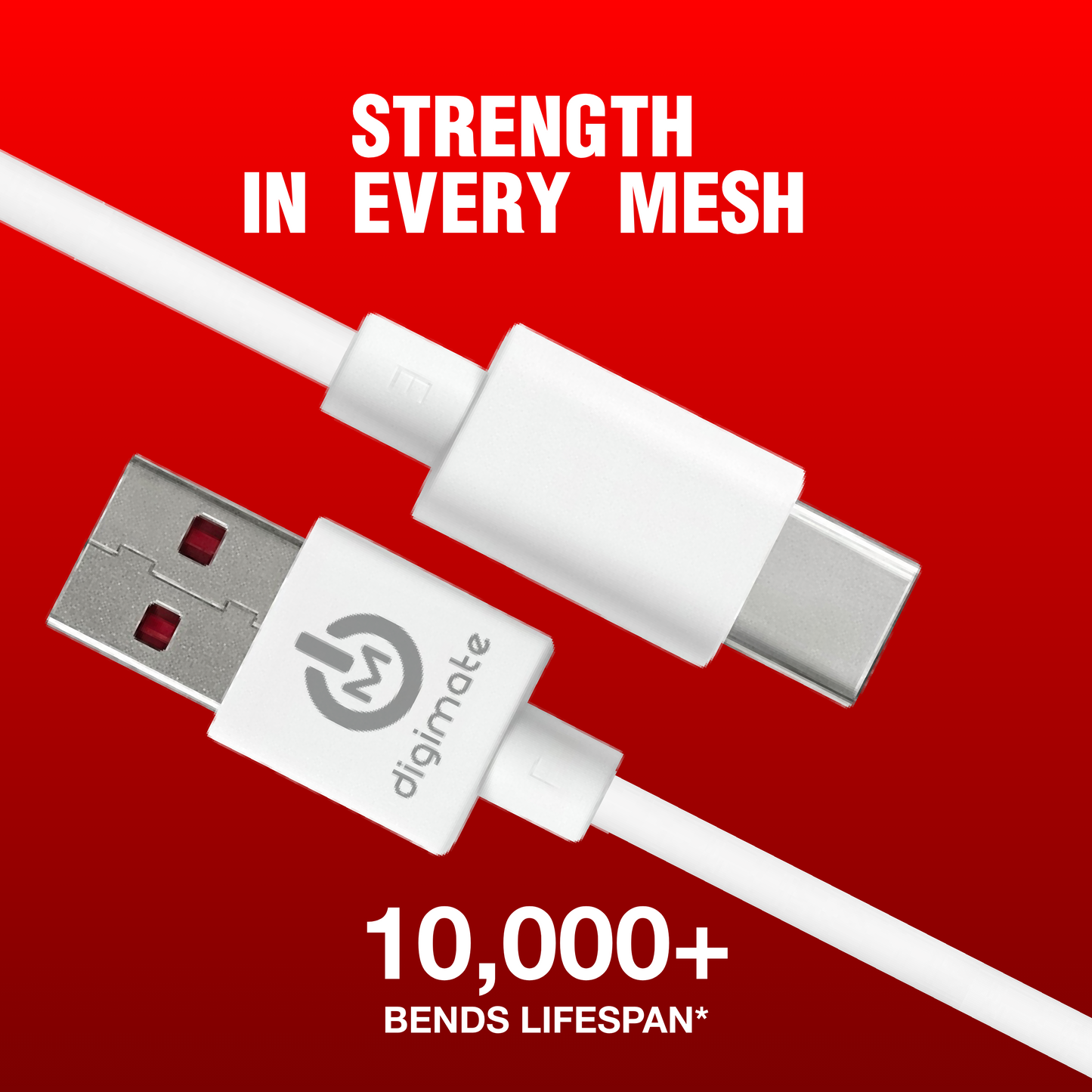 Digimate Raftarr USB to Type-C Fast Charging Cable, Up to 65W Support, TPE Tangle-Free Design (DG-DC-RAFTAAR-01-Type-C)