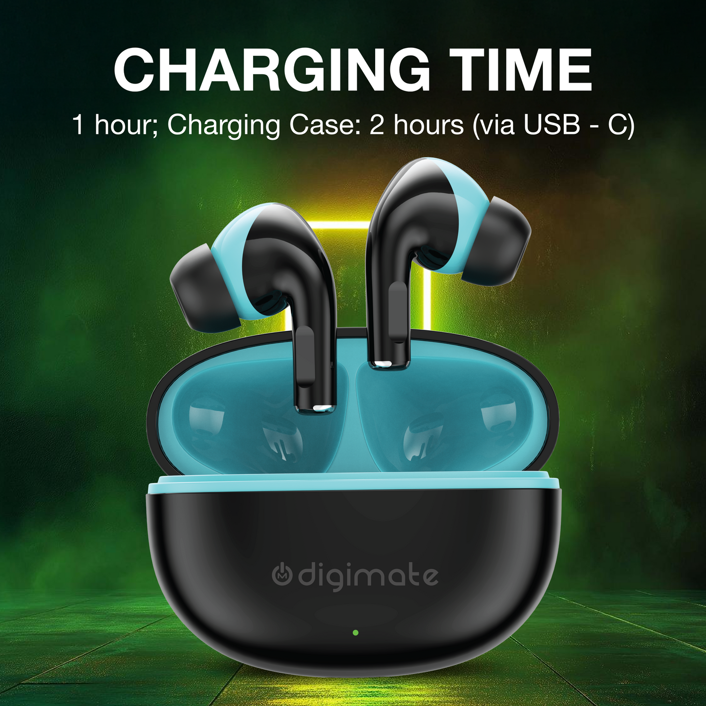 Digimate Sargam 120H Playtime 5.0 Bluetooth Wireless Earbuds with Fast Charging, HD Dual Mic (DG-EB-Sargam-03-Black)