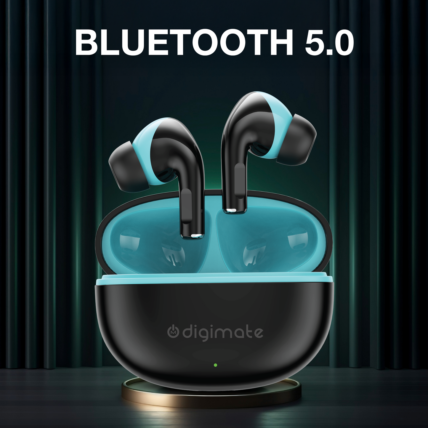 Digimate Sargam 120H Playtime 5.0 Bluetooth Wireless Earbuds with Fast Charging, HD Dual Mic (DG-EB-Sargam-03-Black)