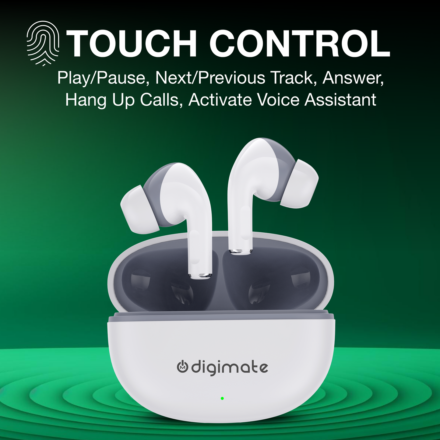 Digimate Sargam 120H Playtime 5.0 Bluetooth Wireless Earbuds with Fast Charging, HD Dual Mic (DG-EB-Sargam-03-White)