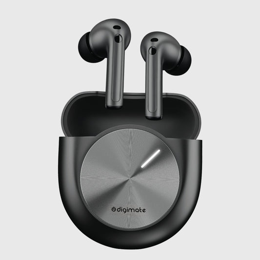 Digimate Silence Wireless Earbuds with 180H Playtime, Bluetooth 5.4, Dual Mic, Fast Type-C Charging (DG-EB-SILE9-CE, Black)