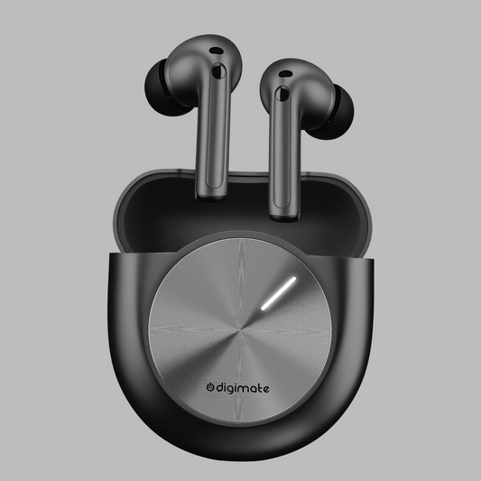 Digimate Silence Wireless Earbuds with 180H Playtime, Bluetooth 5.4, Dual Mic, Fast Type-C Charging (DG-EB-SILE9-CE, Black)
