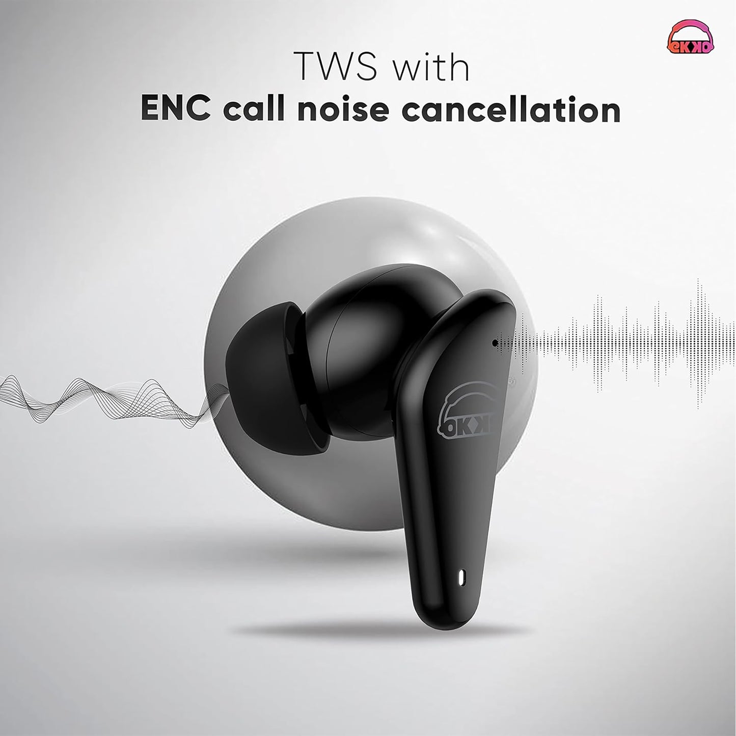 EKKO Earbeats T09: Mic, ENC Call Noise Cancellation, 40H Playtime, 10MM Driver, Twin Connect, Maxx Bass, Water Resistance (Black)