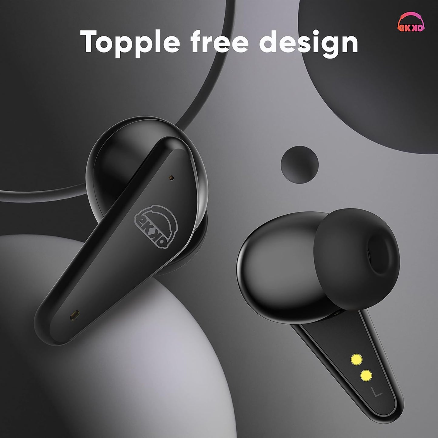 EKKO Earbeats T09: Mic, ENC Call Noise Cancellation, 40H Playtime, 10MM Driver, Twin Connect, Maxx Bass, Water Resistance (Black)