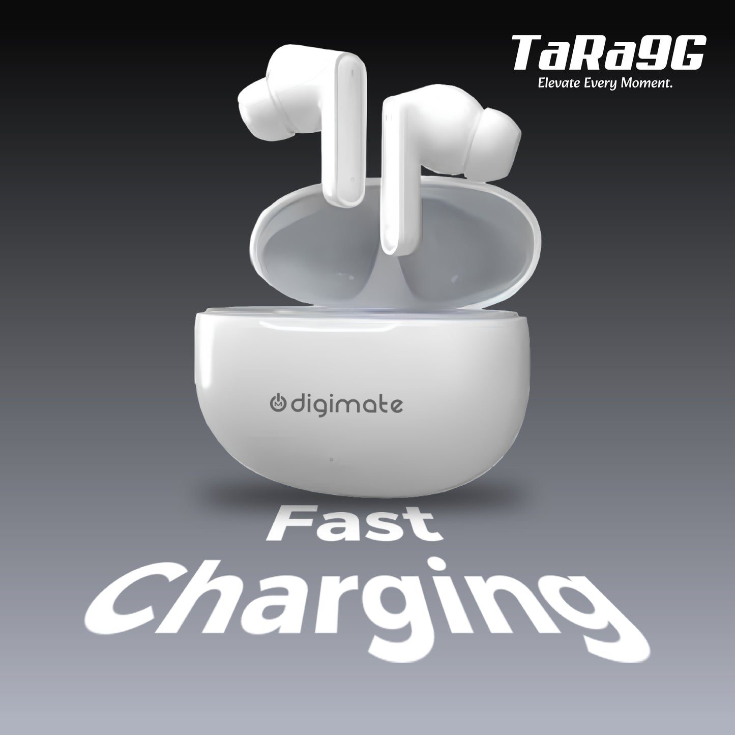 Digimate Tara9g Wireless Earbuds with 100H Playtime, Bluetooth 5.0, Dual Mic, 200mAh Battery & Fast Charging (DG-EB-TARA-9G, White)